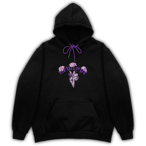 Purple hoodie with rose hot sale